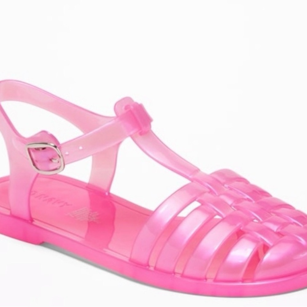 Old Navy Pink Jelly T-Strap Sandals for Kids